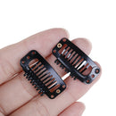 10Pcs Toupee Wig Clips Snap Clips W/ Rubber Back Hair Extension Black 9 TeetFHES