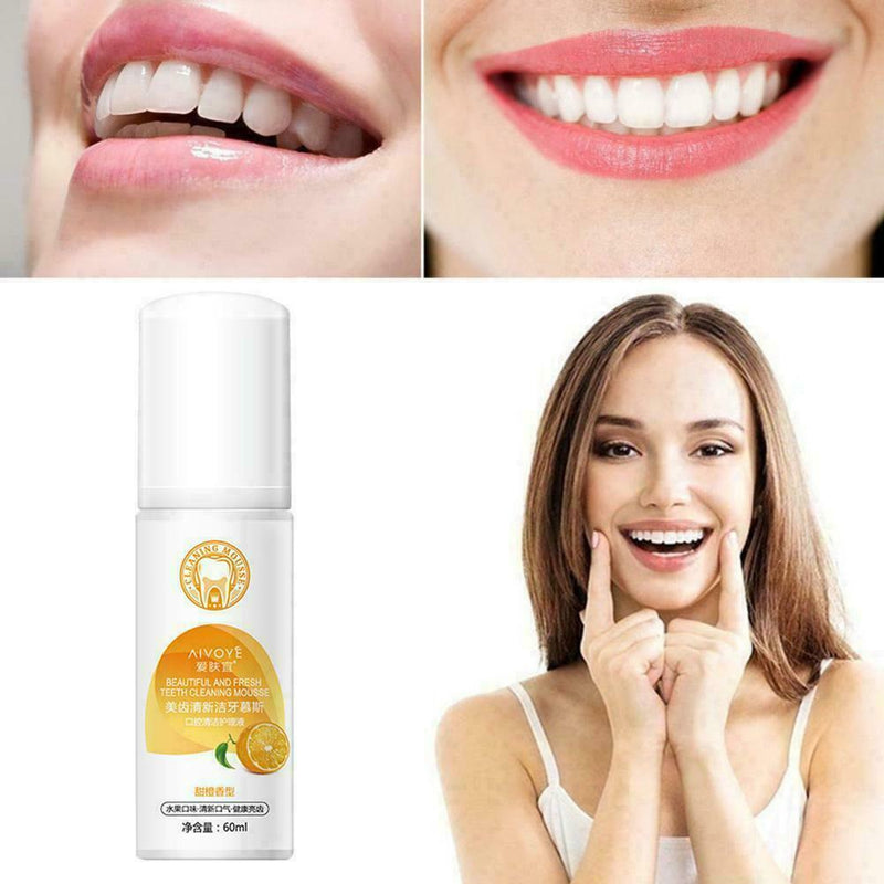 60ml Orange Teeth Cleaning Mouth Fresh Whitening Dental Foam Tooth 2019 D6A7