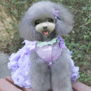 Dog Tutu Skirt Flower Lace Dress Bownot Princess Costume Clothes XL Purple