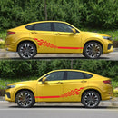 Plaid Stripes Car Stickers Vinyl Auto Body Side Skirt Graphic Decals Decoration