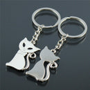 1 Pair Couple Cat Keychain for Lovers Alloy Fashion Jewelry Ring For Car SE