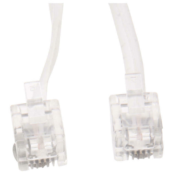 White Male 6P2C RJ11 Plug Telephone Fax Modem Line Cable, 14M for Landline  R1I2