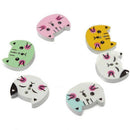 100pcs Animal Cat Wooden Button Sewing Scrapbooking DIY Craft Colorful 2 Ho