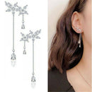 Fashion Leaf Zircon Tassel Long Earrings Drop Dangle Women Stud Jewelry Gift US~