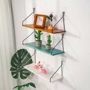 Solid Wooden Wall Shelf Iron Partition Board Sundries Storage Rack White-L