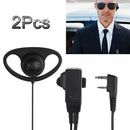 2Pcs D-Shape 2 Pin Earpiece Headset MIC PTT for Baofeng Kenwood TYT Radios Tool