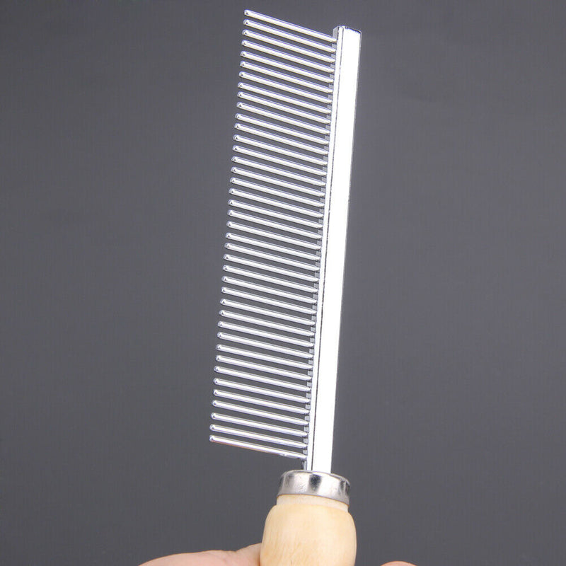 Pet Hair Grooming Trimmer Rake Comb Dog Cat Steel Pins Cleaning Brush