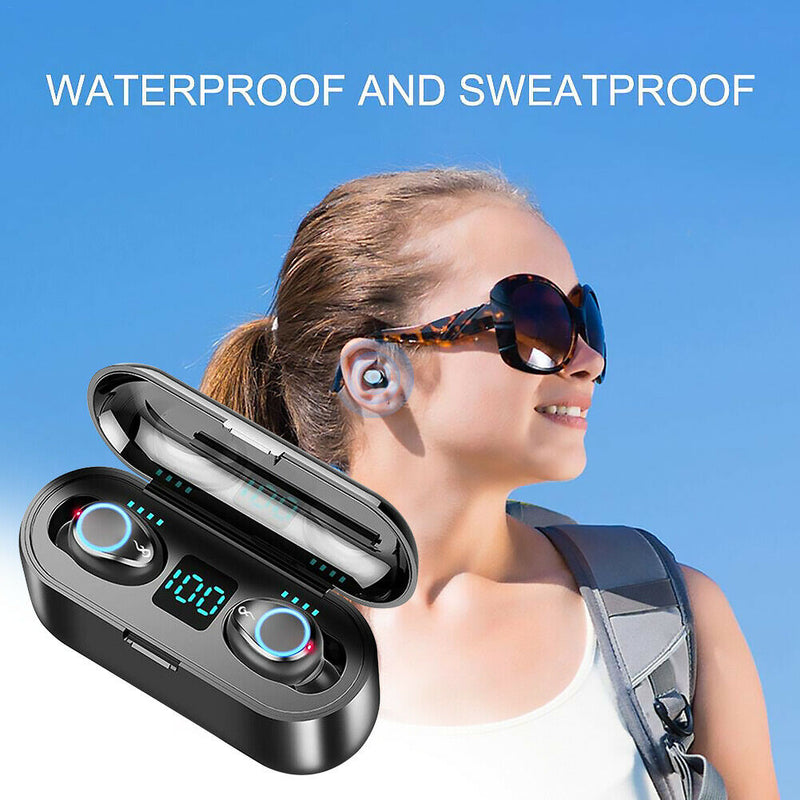F9 Waterproof LED TWS Wireless Headset Bluetooth 5.0 Sports Headphones A