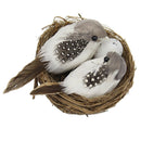 Artificial Foam Feathered Birds with Hay Nest & Eggs Ornaments, DIY Craft for