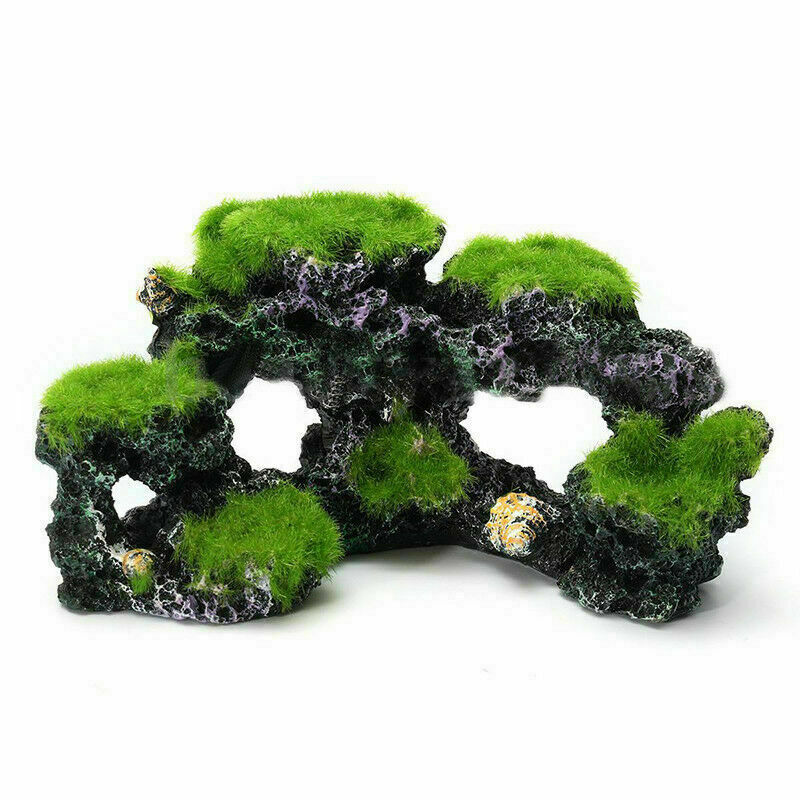 Aquarium Mountain Coral Reef Rock Cave Stone Moss View Tank Gift Ornament F Z6I8
