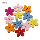 100pcs Mixed Christmas  Flower Sewing Scrapbook Craft Wooden Buttons DIY