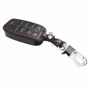 Black Leather Smart Remote 4 Buttons Key Chain Holder Cover Fob For Kia K5 K3