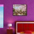 DIY Digital Oil Painting By Numbers River Peach Blossom Landscape Picture