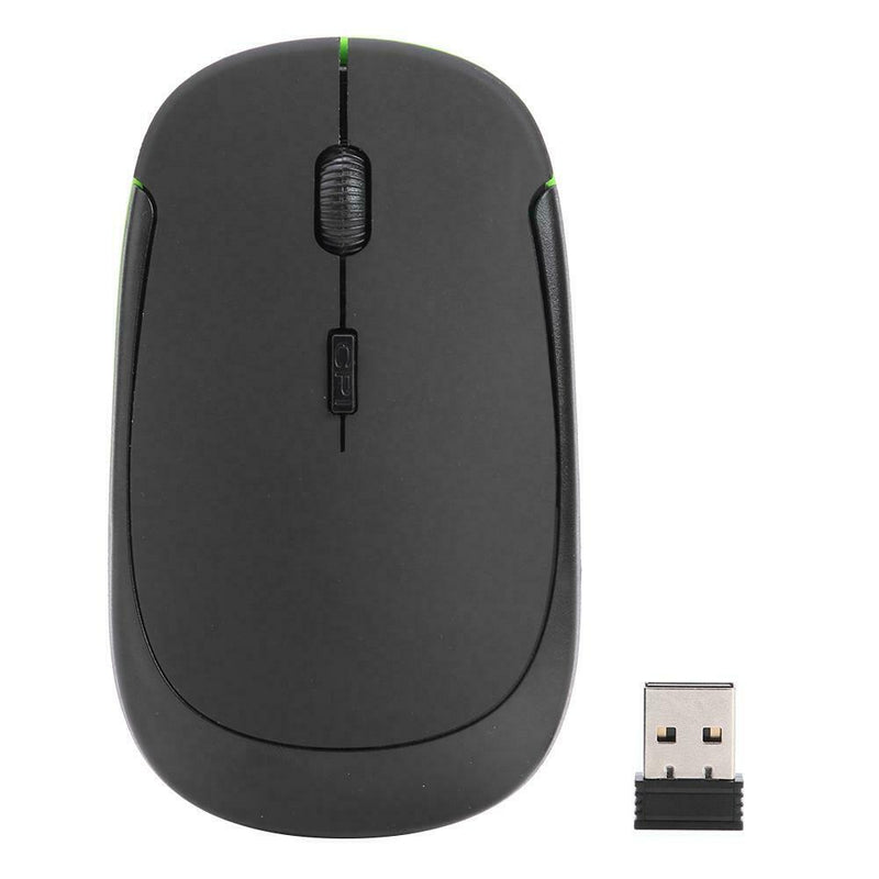 2.4G Wireless Mouse Optical 4 Button 1600DPI Mice w/USB Receiver (Black)