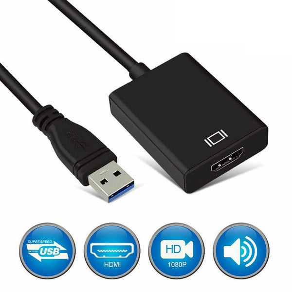 USB 3.0 to HDMI Adapter Full HD Converter Computer Laptop 1080P Video Cable bs