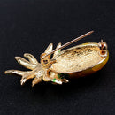 Tropical Pineapple Lapel Pin Fruit Shape Rhinestone Enamel Color Collar Pin