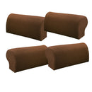 2 Pair Brown Stretchy Sofa Armrest Covers Armchair Slipcovers Protector