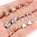 36 Pairs/Set Earrings Mini Crystal Flower Metal Ear Stud Women Wedding Jewelry