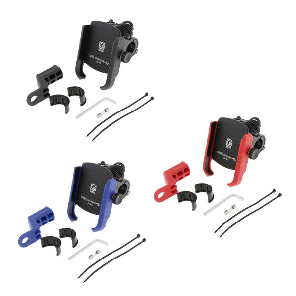 Stable Motorcycle Handlebar Phone Holder+QC3.0 Smart Quick Charger Black
