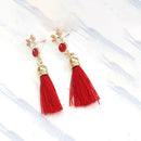 Christmas Earrings Santa Claus Elk Tassel Long Dangle Ear Jewelry (Style 3)