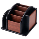 6-Compartment Wood Rotating Remote Caddy Desktop Office Supply Organizer Ho