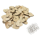 100x Round Heart Wooden Chips Slices Discs Board Tags DIY w/ Assembly Hook
