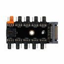 SATA 1 To 10 Way Splitter PWM Cooling Fan Hub 4-Pin 12V Power Socket PCB Ad