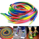 2 paia piatte arcobaleno scarpe lacci lacci lunghi lacci Bootlaces 8MM larghe 3C
