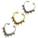 Faux Non Piercing Beaded Heart SEPTUM Nose ClipOn Hanger RINGS Stud Color:A Z5C7