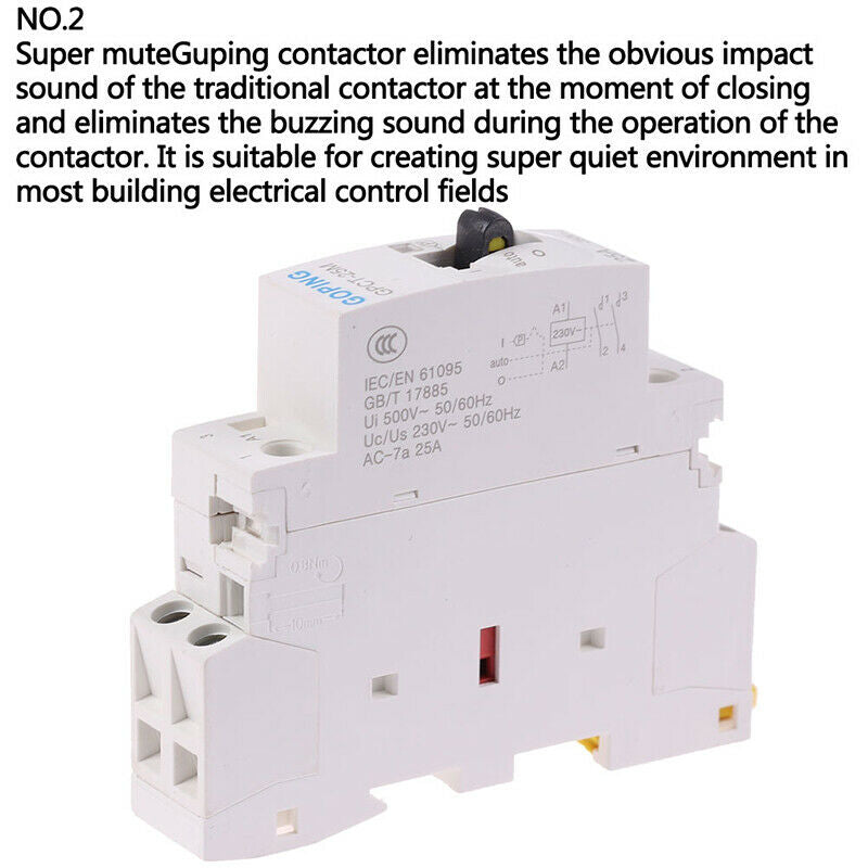 25A 2P 220V Din rail Household ac contactor With Manual Control Switch:0J Ew