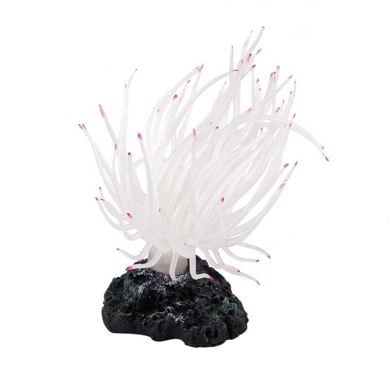 Silicone Aquarium Underwater Artificial Grass Plant 4-inch High White