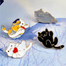 4PCS/Set Enamel Cartoon Animal Cat Brooch Pin Shirt Collar Pin Women Jewelry MO
