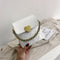 Women Bucket Shoulder Bag Leather Love Buckle Chain Crossbody Bags (White) A