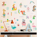 cartoon monkey whale flamingo mural wall stickers baby bedroom decor decME