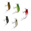 5Pcs Casting Fishing Lures Topwater Floating Popper Baits Casting Fishing with