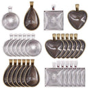 48-Pieces 24pcs Pendant Trays Base Cabochon Settings Jewelry Making DIY