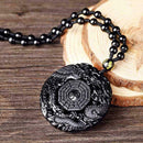 Black Obsidian Carving Wolf Yin Yang Dragon Phoenix Favor Necklace New Pend I9S2