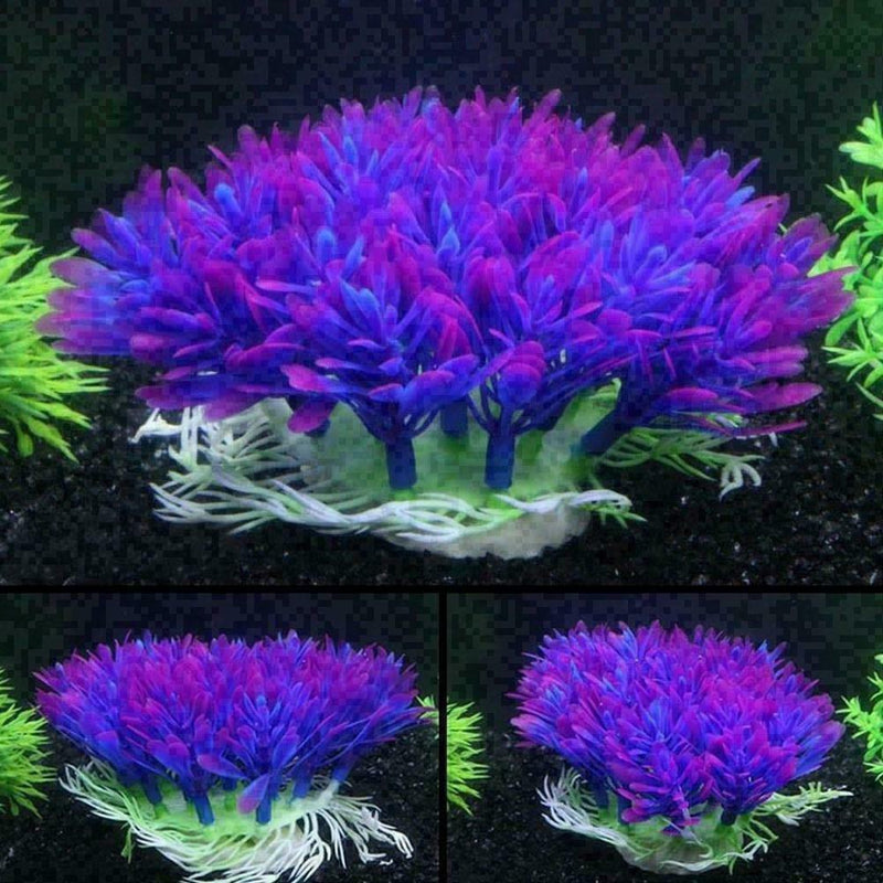 Fish Tank Aquarium Decor Accessories Artificial Water New Plan Grass Purple K7A6
