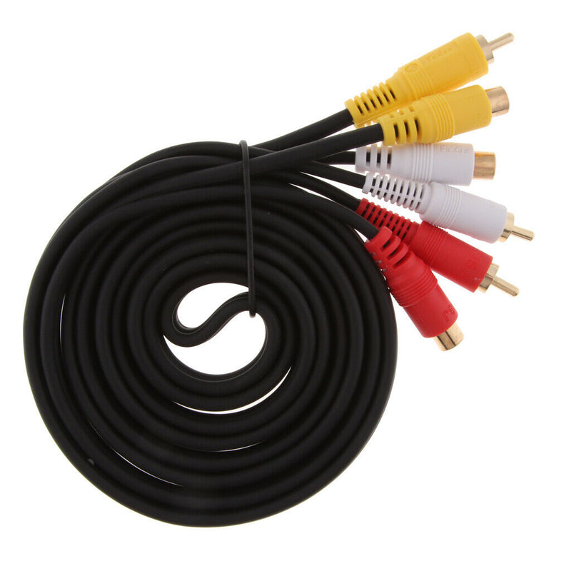 3 RCA Male To 3 RCA Female Audio Video Extension Cable For VCR, DVD Player
