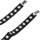 Y-Shape Five Pointed Star Print Adjustable Suspenders Belt Black