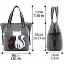 Lovely Canvas Cat Tote Bag Casual Handbag Shopping Bag Shoulder Bags Large