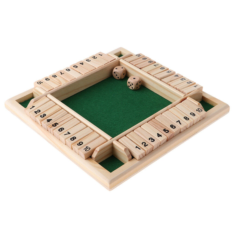 Family Board Game Shut the Box Game 4 Sided 10 Number Wooden Board Game
