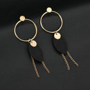 Fashion Necklace, Womens Tassel Geometric Wooden Tassel Long Earrings(Black
