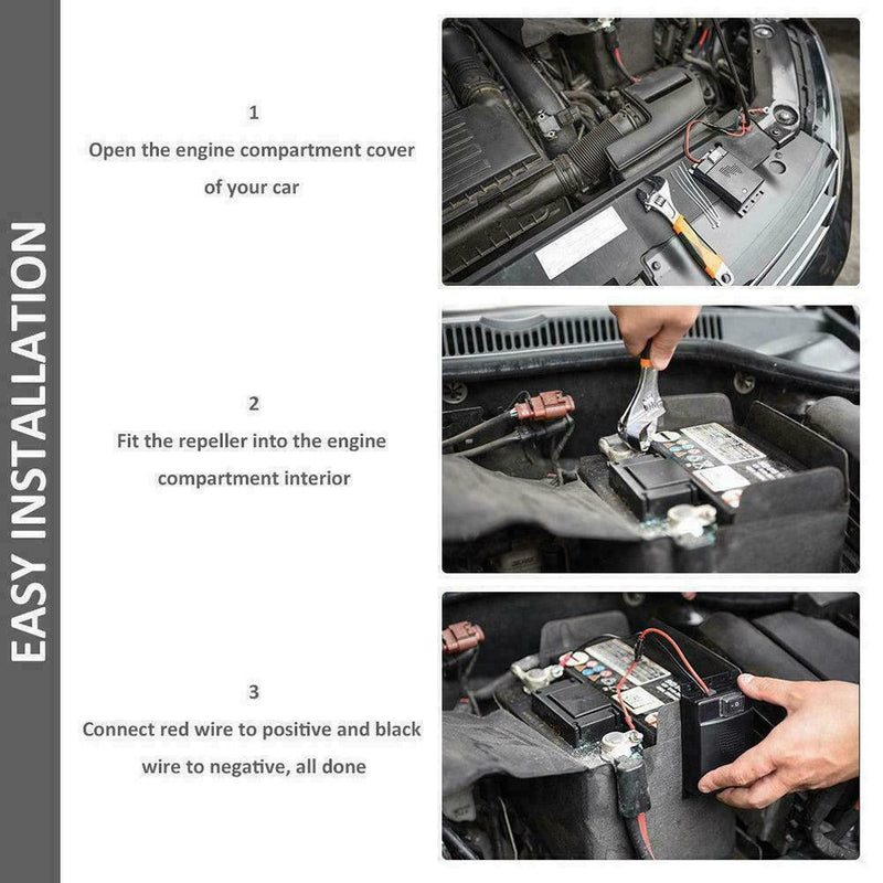 Ultrasonic Mouse Repeller Car Vehicle Rat Rodent Pest Animal Deterrent Blac F1F3