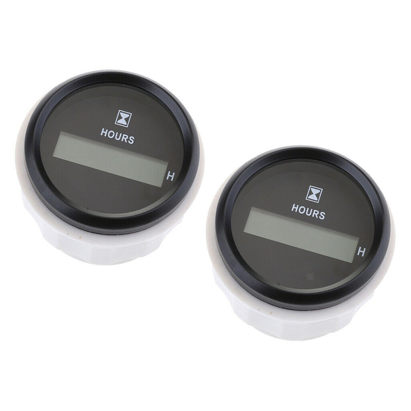 2Pcs Digital Hour Meter 52mm Round Gauge