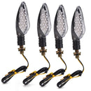 4 X Black Moto Universal 15 Led Turn Signal Lights Indicator Amber Blinker OZ
