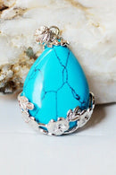 Women Angel Tears Water Drop Semi-Precious Gemstones Pendant -Blue Turquois