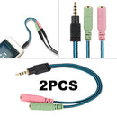 2 Pack 3.5mm 2 Female To 1 Male Mic Braided Stereo Audio Y Splitter