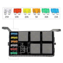 Universal 12V Car Marine 6-Way Relay+ 6-Slot Blade Fuse Holder Box Block