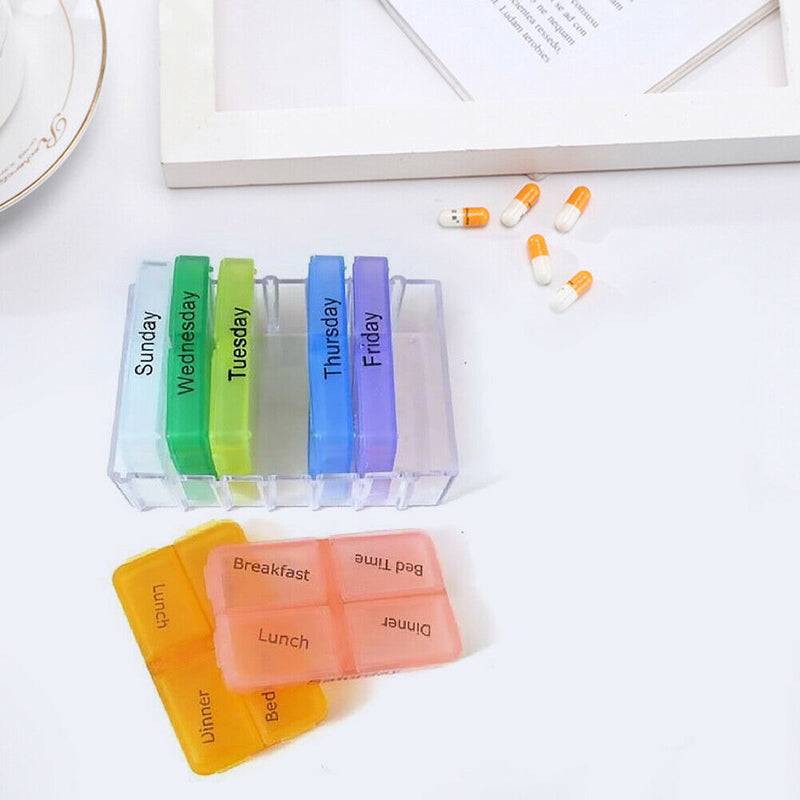 4 Times A Day Weekly Medicine Case Moisture-Proof Container for Pills Vitamin
